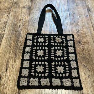 Samansa Mos2 Crotched Tote Shoulder Bag Black Preowned